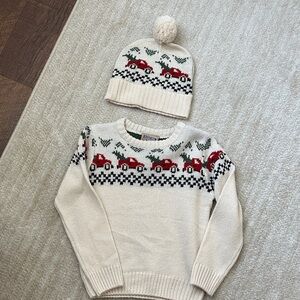 Kids Cream Sweater with Red Car Design